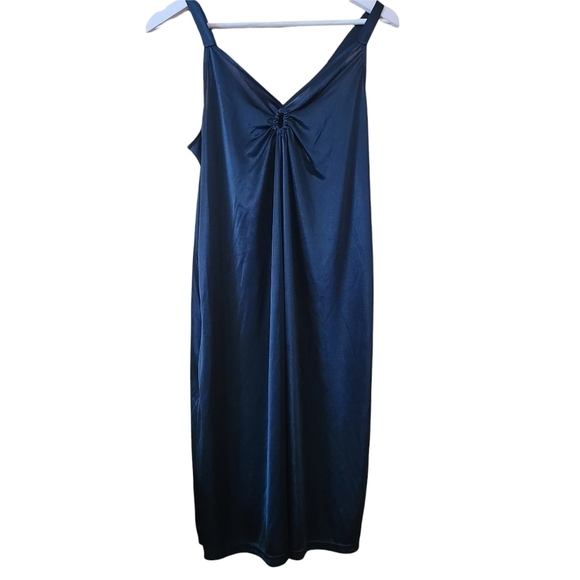 Carroll Reed black satin pull-over sleeveless v-neck  slip nightie sexy lingere - Picture 1 of 10